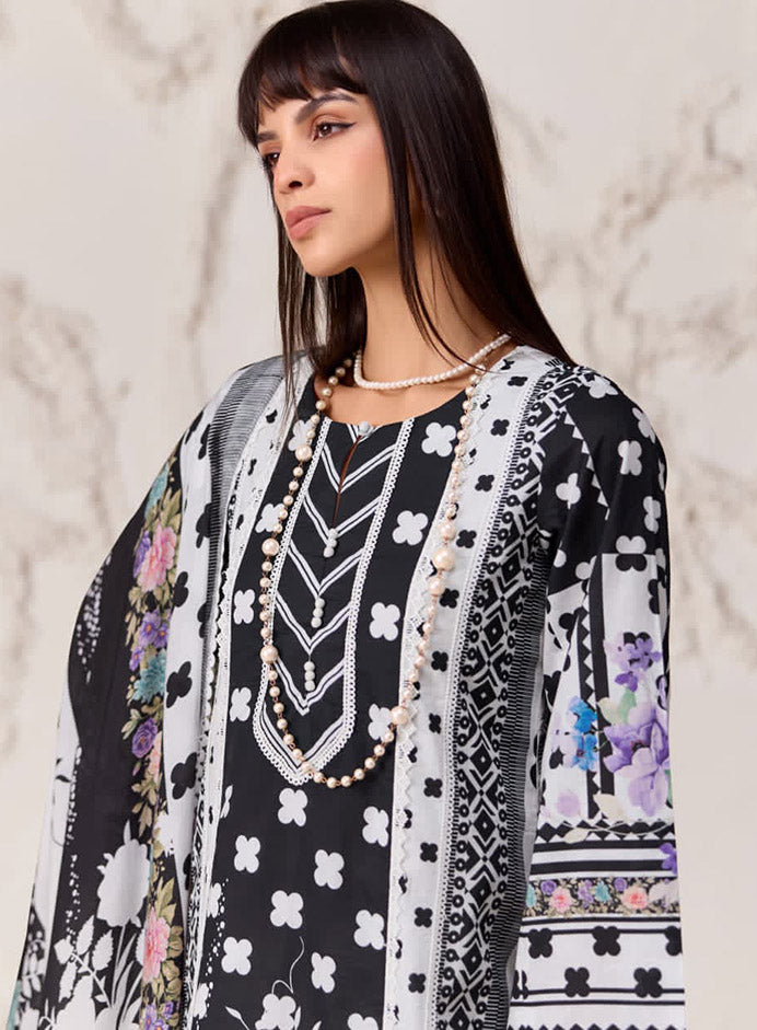 Party Wear Pure Cotton White Unstitched Suit Set Material for Women