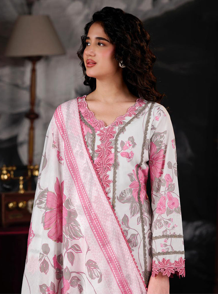 Party Wear Pure Mul Chanderi Pink Unstitched Suit Material for Women