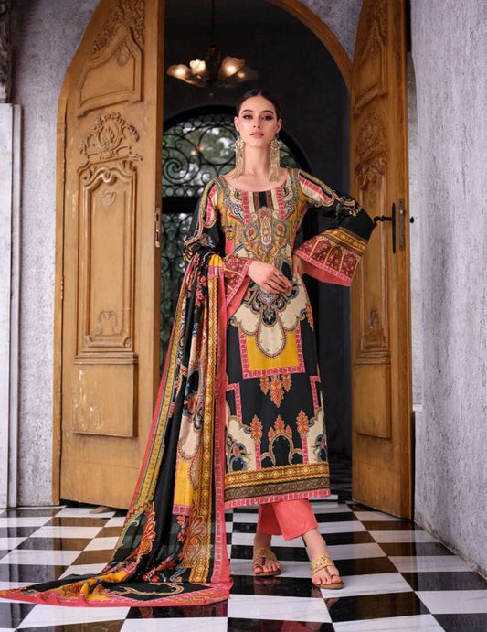 Lawn Cotton Pakistani Print Unstitched Women Suit Set YesFab