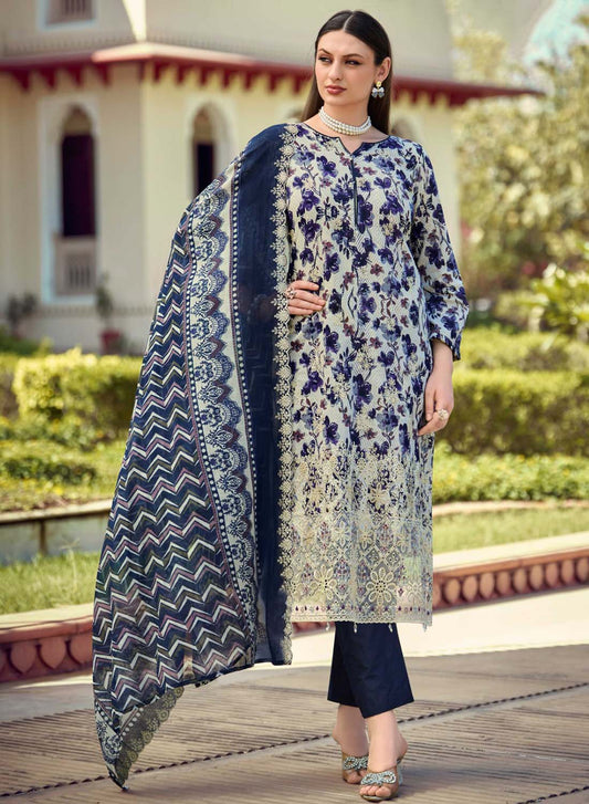 Cotton Embroidered Unstitched Pakistani Suit Dress Material for Women