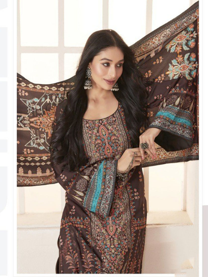 Yesfab Pakistani Print Brown Winter Woolen Suits Dress Material Stilento Yesfab Pakistani Print Brown Winter Woolen Suits Dress Material Stilento