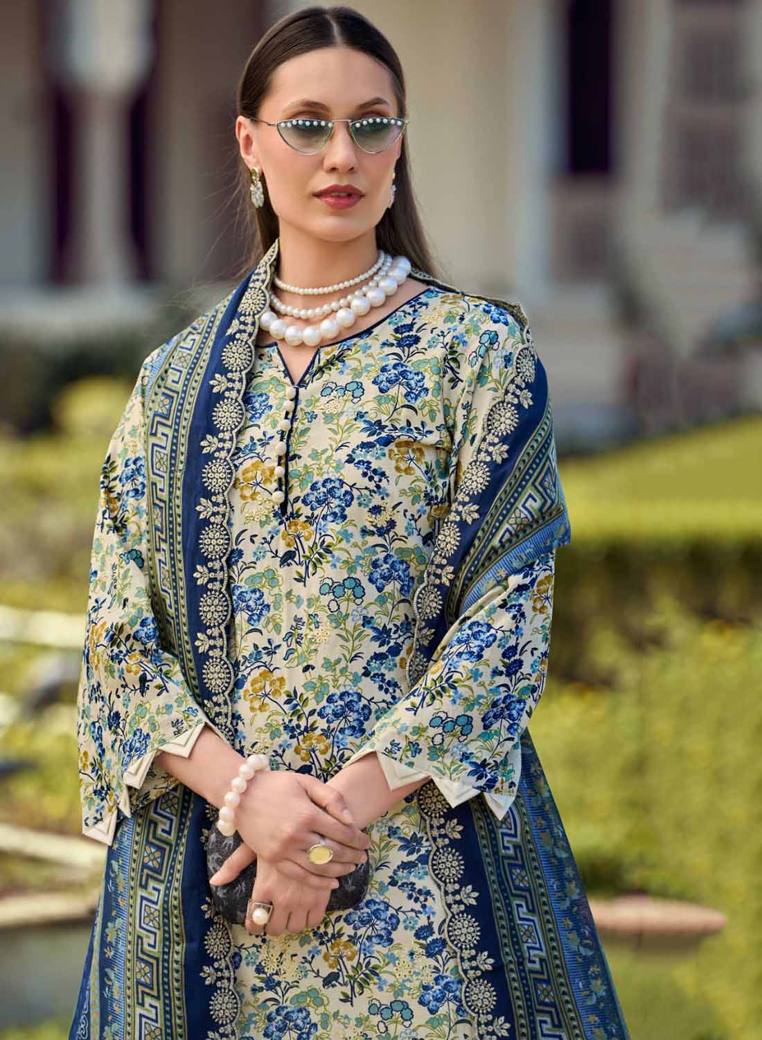 Pure Cotton Unstitched Pakistani Suit Dress Material with Embroidery