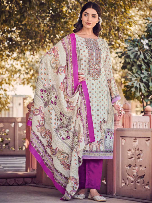 Belliza Pakistani Print Unstitched Cotton Suit Dress Material for Ladies Belliza