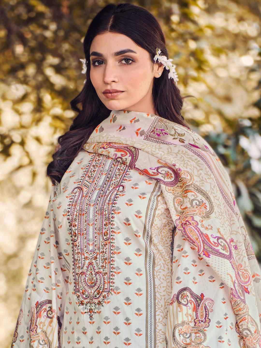 Belliza Pakistani Print Unstitched Cotton Suit Dress Material for Ladies Belliza