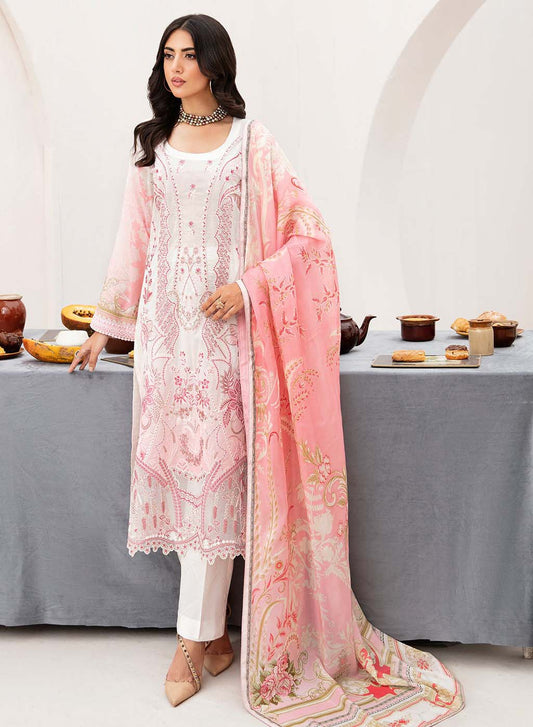 Ramsha Unstitched Pure Pakistani Lawn Suit with Embroidery