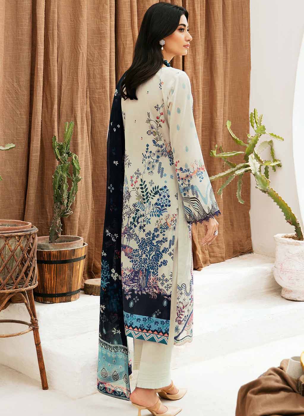 Ramsha Unstitched Pure Pakistani Lawn Suit for Ladies