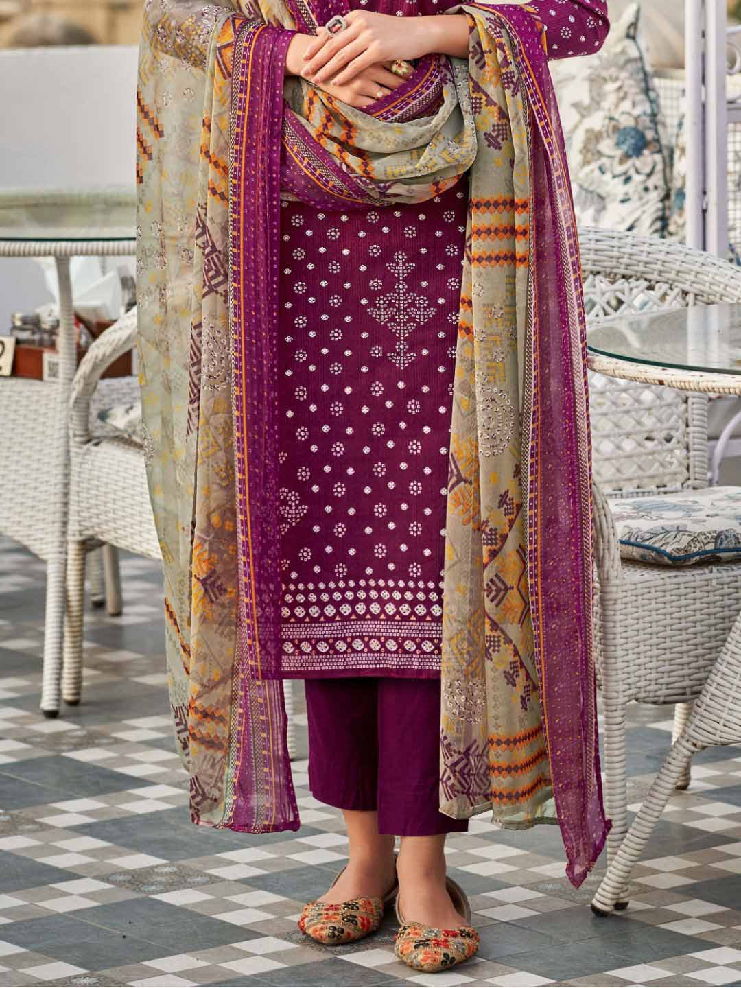 Unstitched Printed Cotton Salwar Suit Dress Material for Women