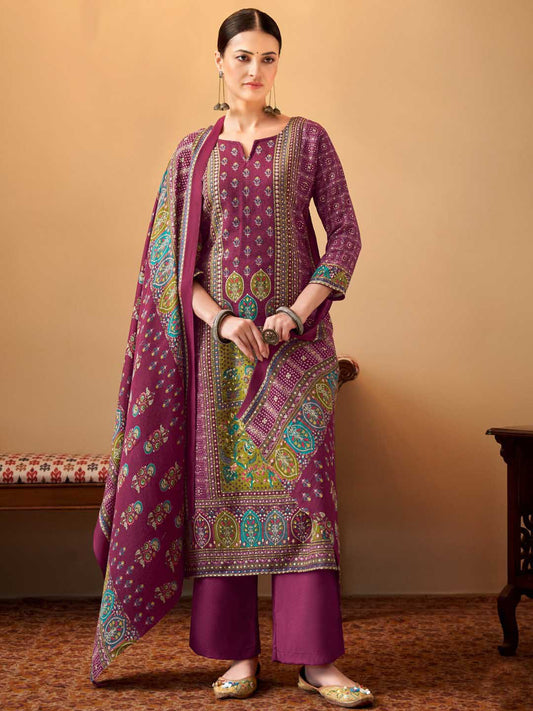 Alok Pashmina Unstitched Winter Suit Fabric Material for Ladies Alok Suit