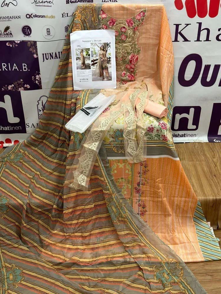 Adan's Libas Unstitched Printed Lawn Original Pakistani Suit