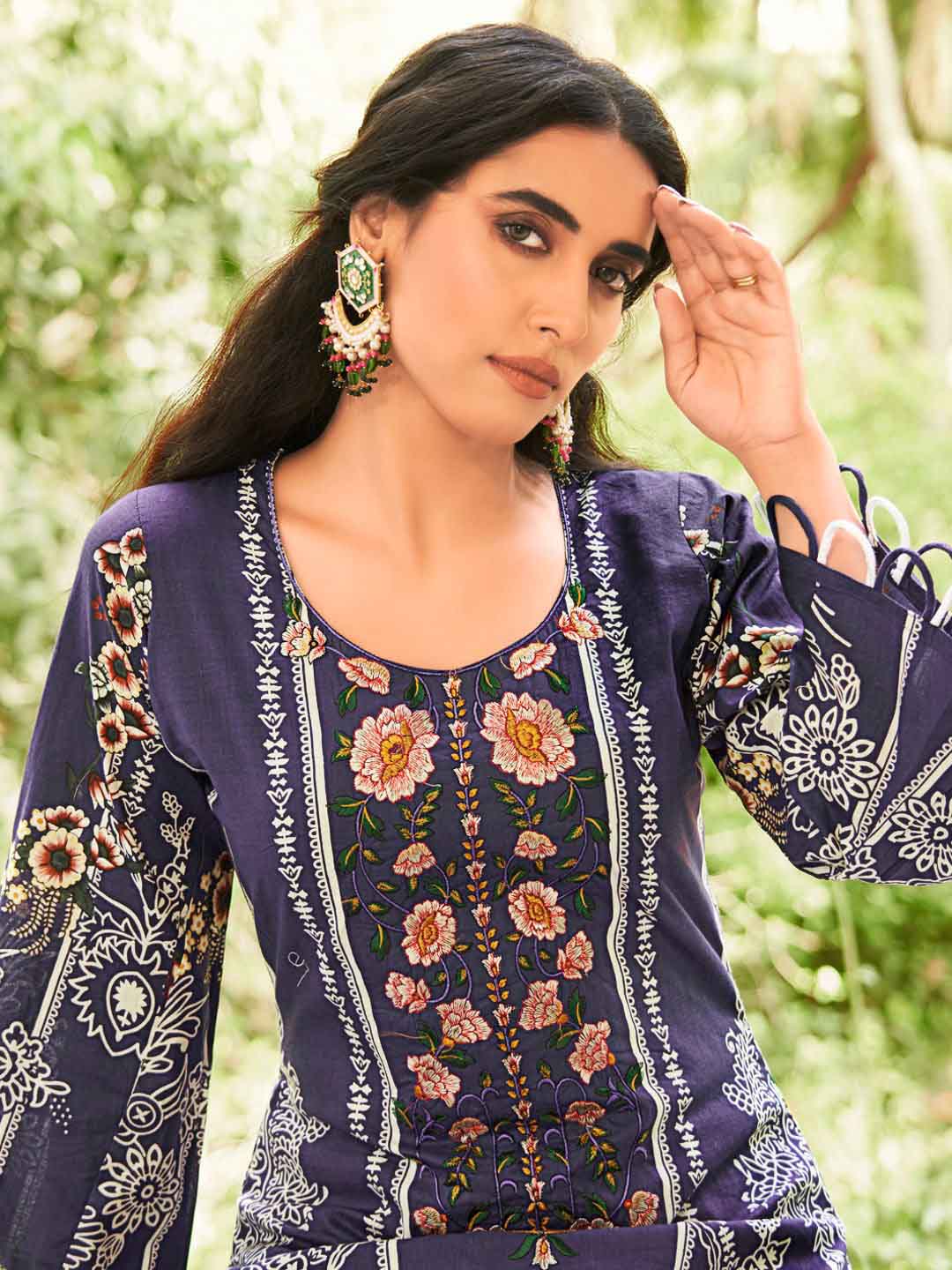Levisha Pakistani Print Unstitched Cotton Suit Material for Women Levisha
