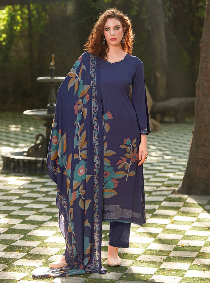 Women Unstitched Pashmina Winter Suit Dress Material with Fancy Embroidery