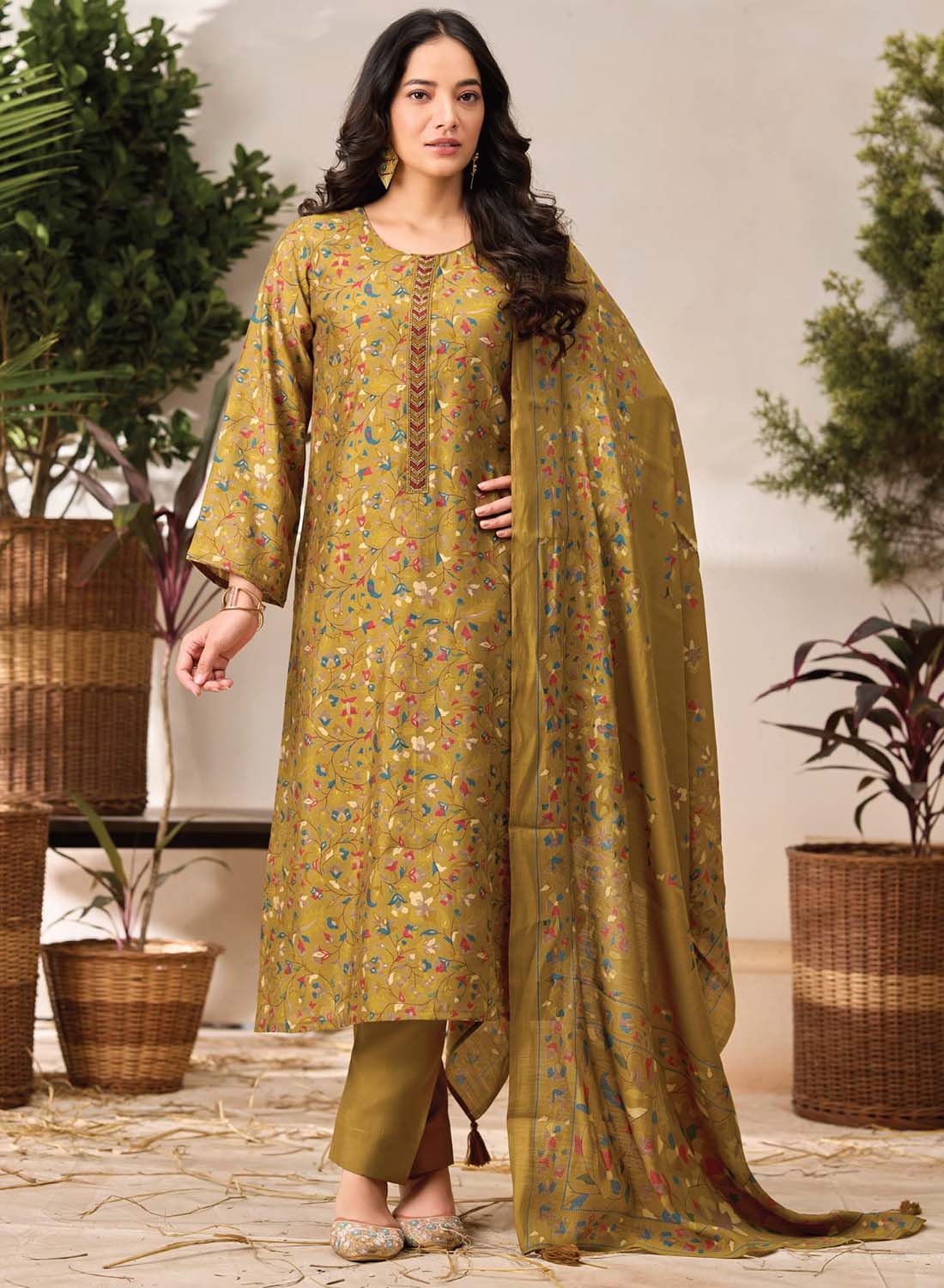 Fancy Modal Silk Unstitched Salwar Suit Dress Material for Women