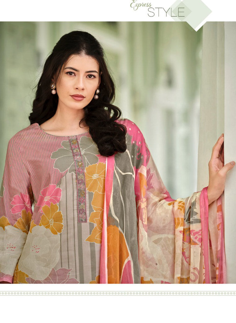 Simar Pure Lawn Cotton Unstitched Salwar Suit Material for Women