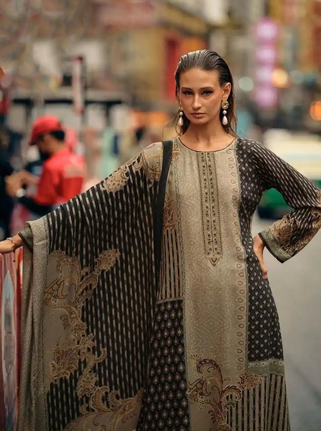 Black Unstitched Pashmina Winter Salwar Suit Material for Women