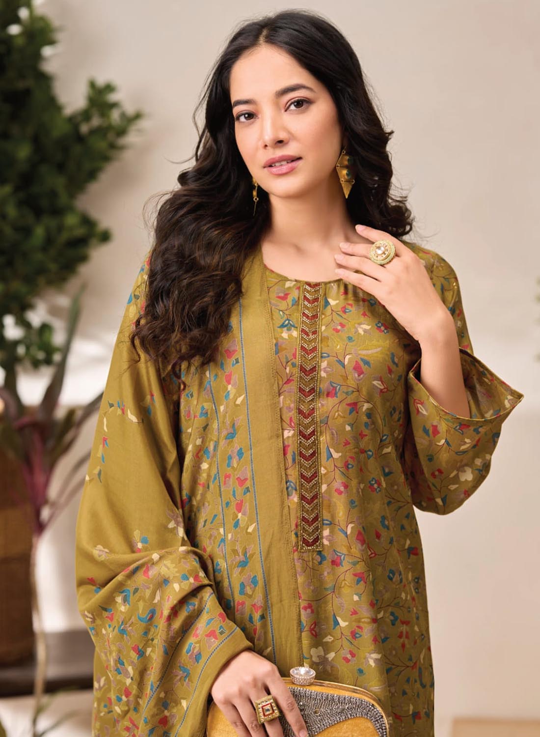Fancy Modal Silk Unstitched Salwar Suit Dress Material for Women