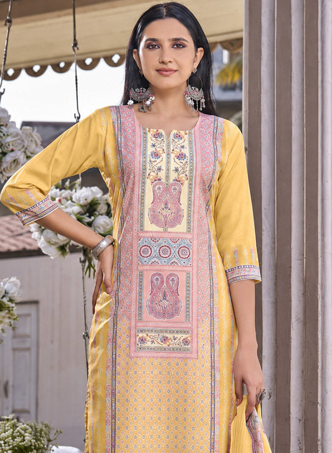 Printed Cotton Unstitched Suit Dress Material with Dupatta for Women