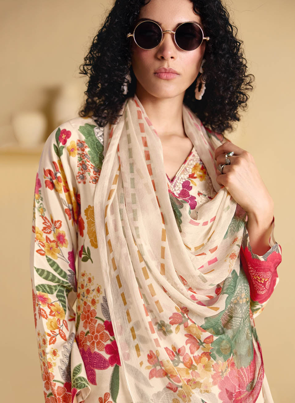 Muslin Unstitched Party Wear Suit Dress Material with Embroidery