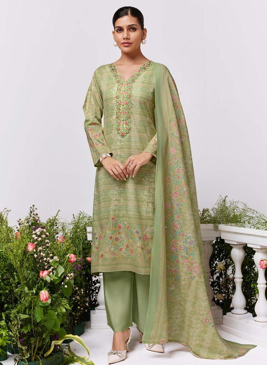Cambric Cotton Unstitched Suit Material for Women with Embroidery
