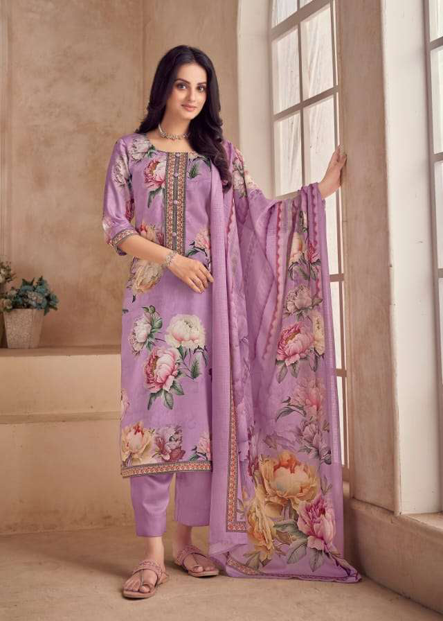 Rivaa Unstitched Purple Pashmina Winter Suit Dress Material for Ladies Rivaa