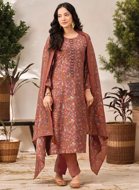 Fancy Modal Silk Unstitched Salwar Suit Fabric Material for Women