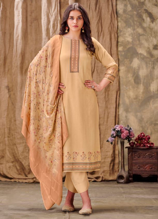 Rivaa Latest Cotton Satin Unstitched Suit Material for Ladies Rivaa