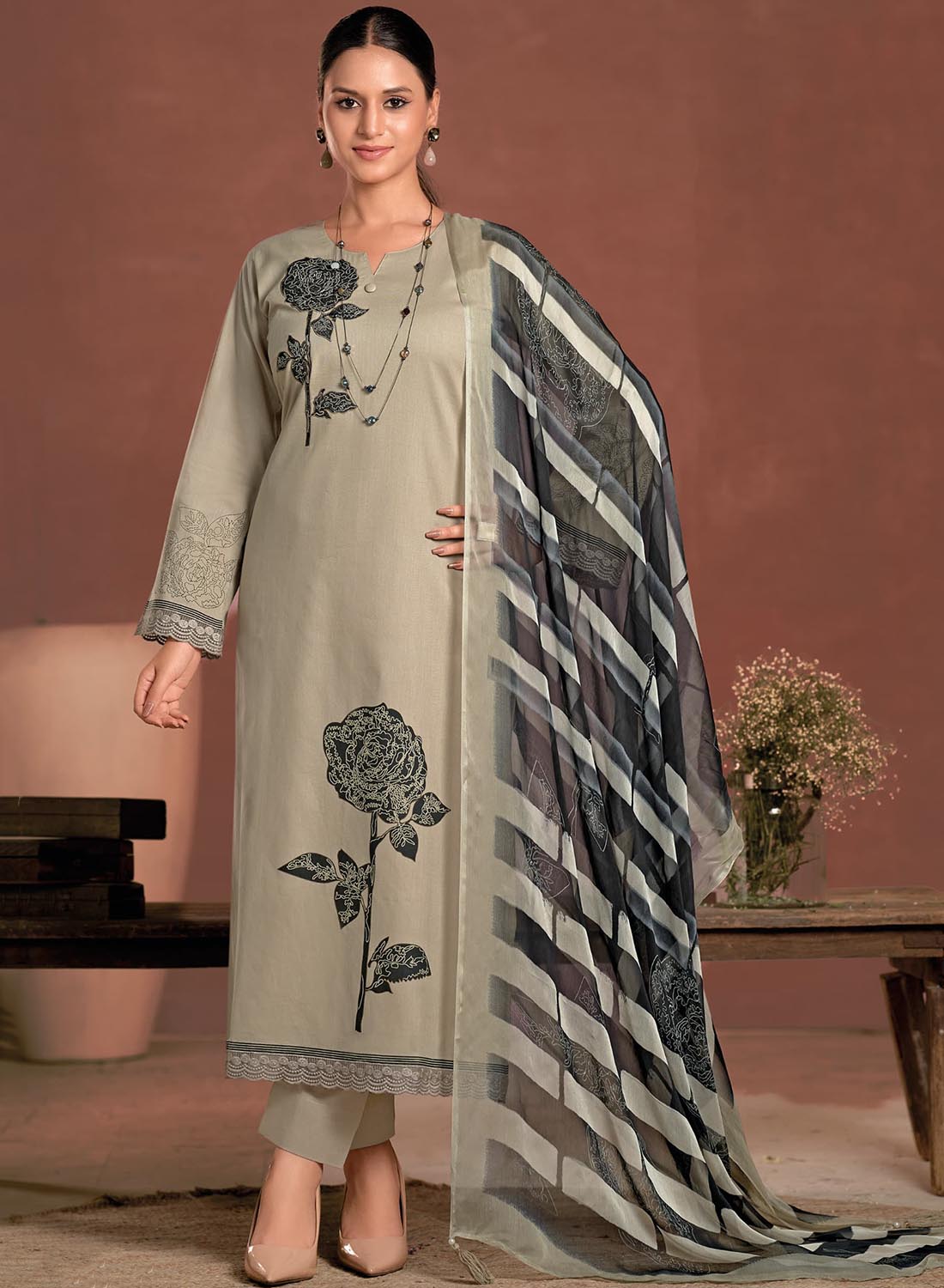 Elegant Pure Lawn Cotton Unstitched Salwar Suit Dress Material for Women