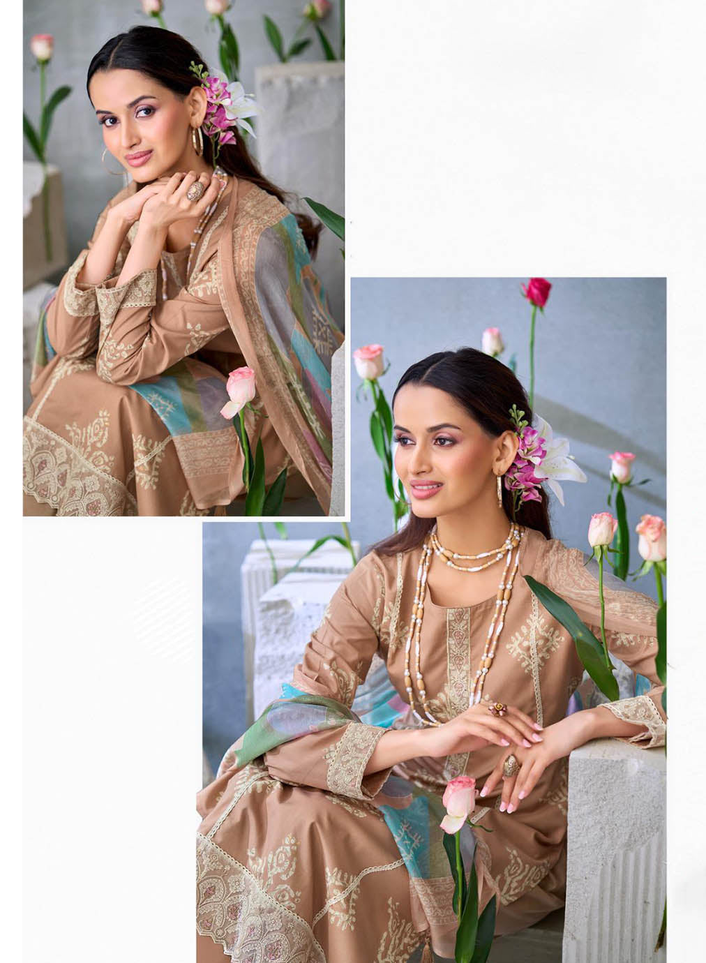 Pure Cambric Cotton Unstitched Salwar Suit Dress Material for Women