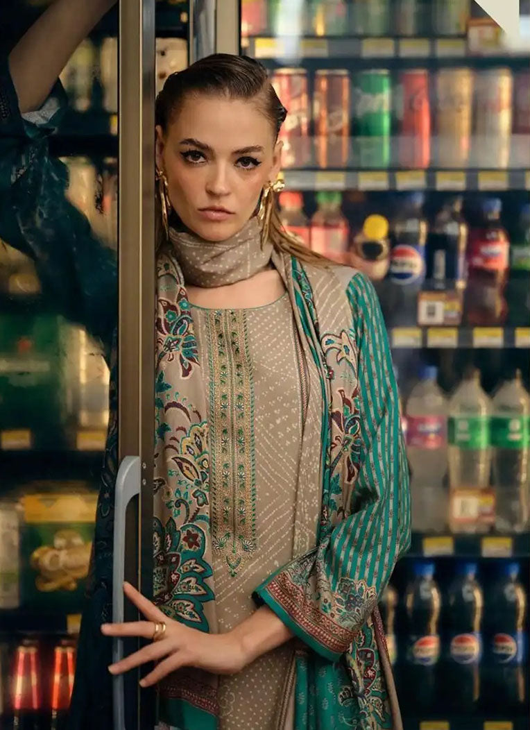 Teal Green Unstitched Pashmina Winter Salwar Suit Material for Women