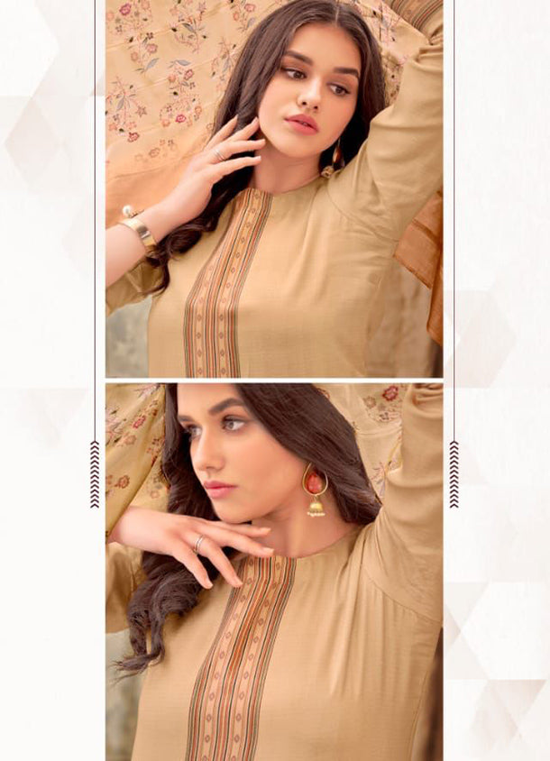 Rivaa Latest Cotton Satin Unstitched Suit Material for Ladies Rivaa