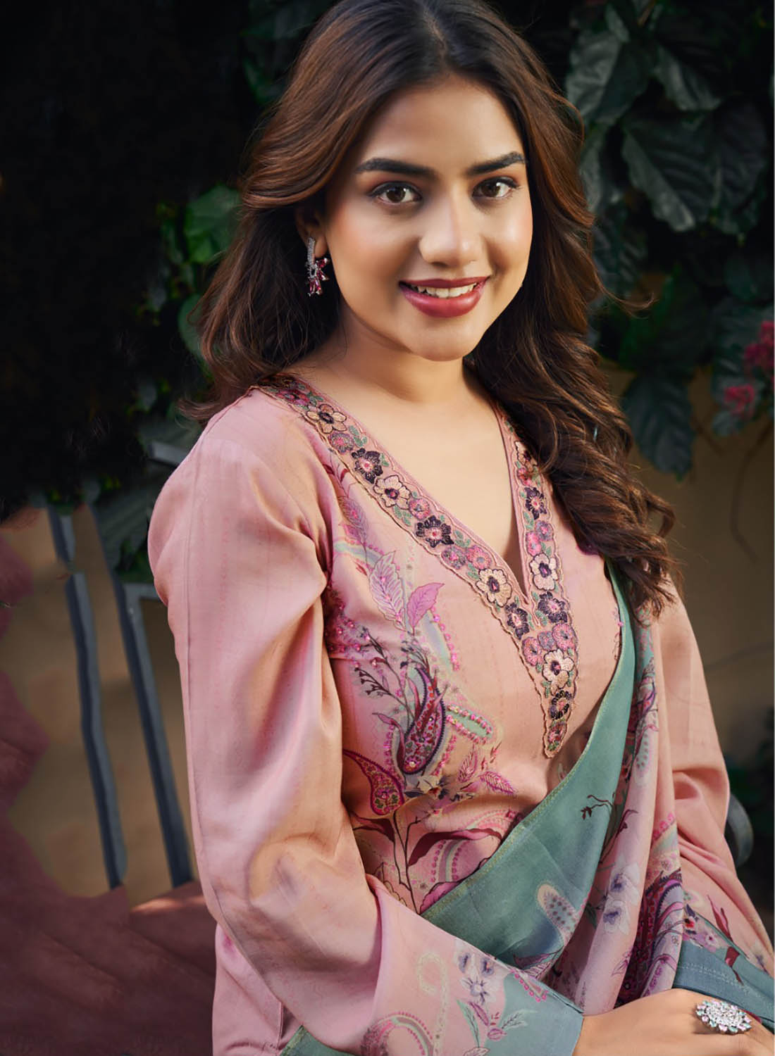 Party Wear Pure Muslin Unstitched Salwar Suit Material with Embroidery