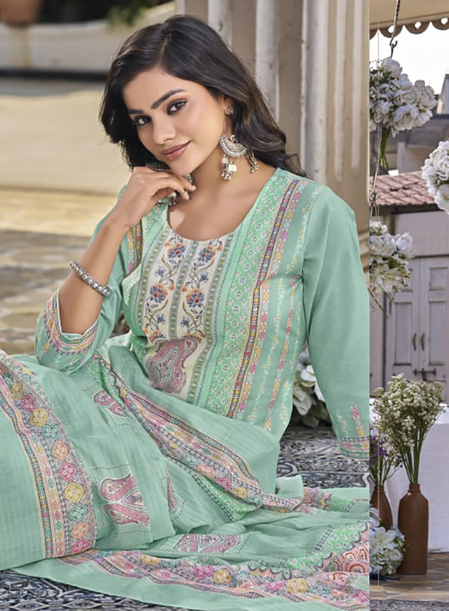 Printed Soft Cotton Unstitched Suit Dress Material with Dupatta for Women