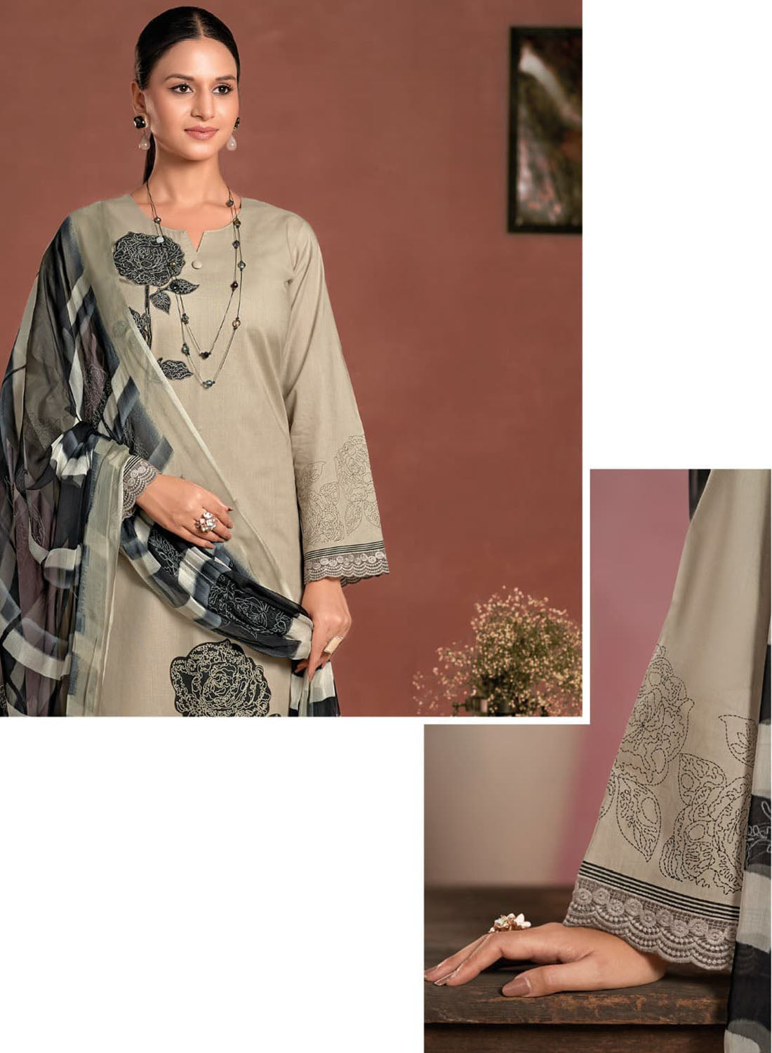 Elegant Pure Lawn Cotton Unstitched Salwar Suit Dress Material for Women