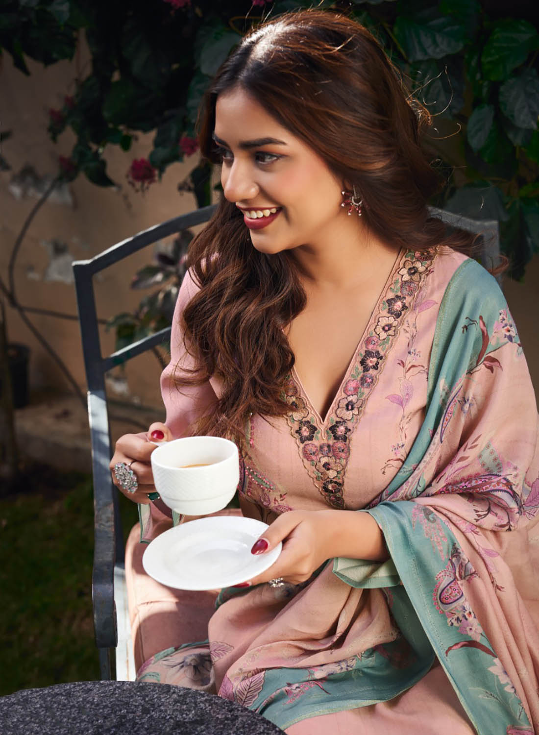 Party Wear Pure Muslin Unstitched Salwar Suit Material with Embroidery