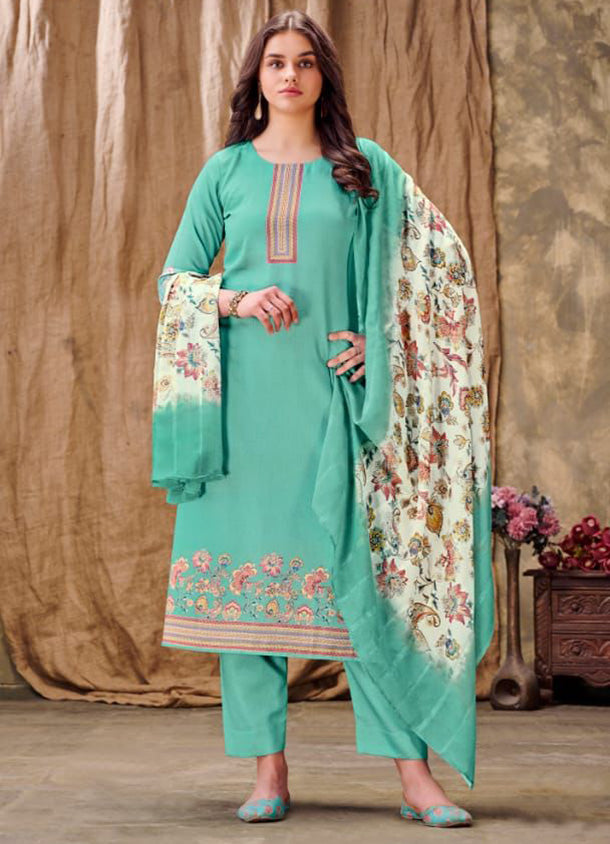 Rivaa Latest Cotton Satin Unstitched Suit Dress Material for Women