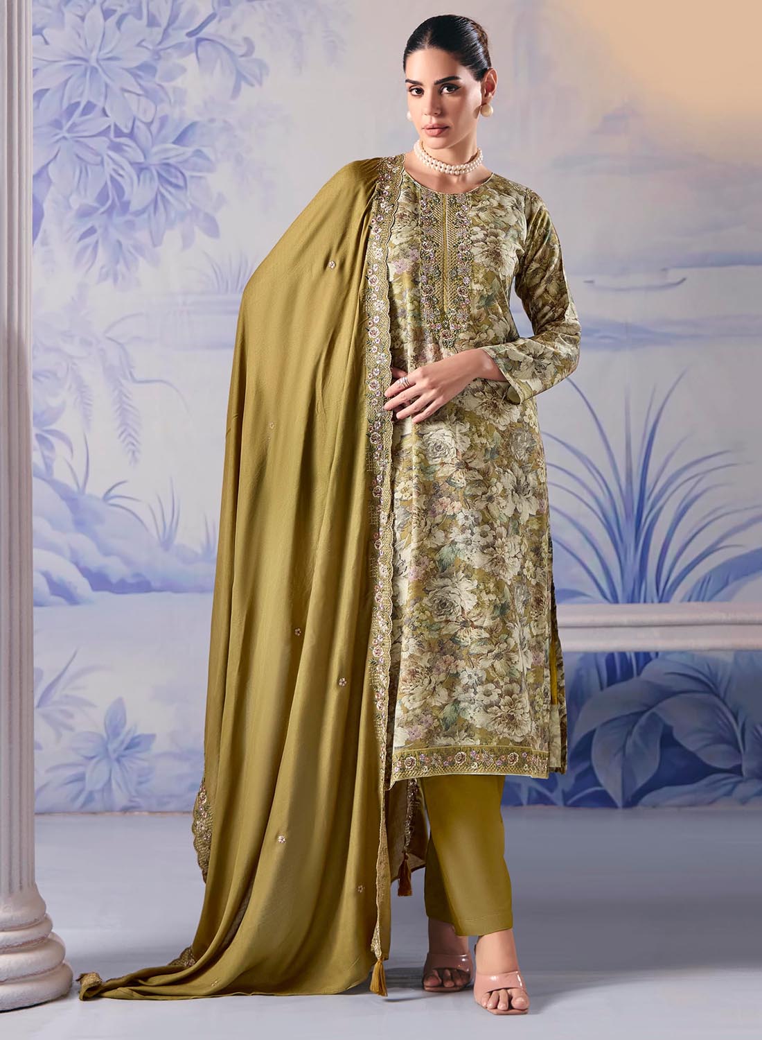 Pashmina Winter Unstitched Suit Set Dress Material with Embroidery