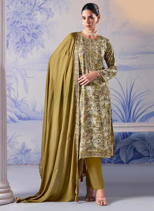 Pashmina Winter Unstitched Suit Set Dress Material with Embroidery