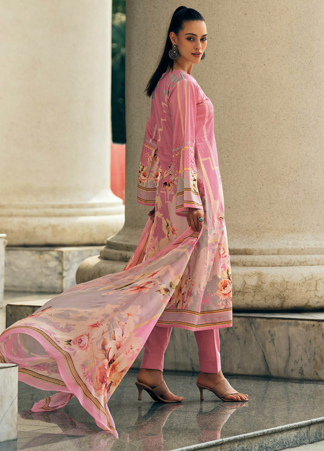 Sadhana Pink Unstitched Pashmina Winter Suit Dress Material for Ladies Sadhana