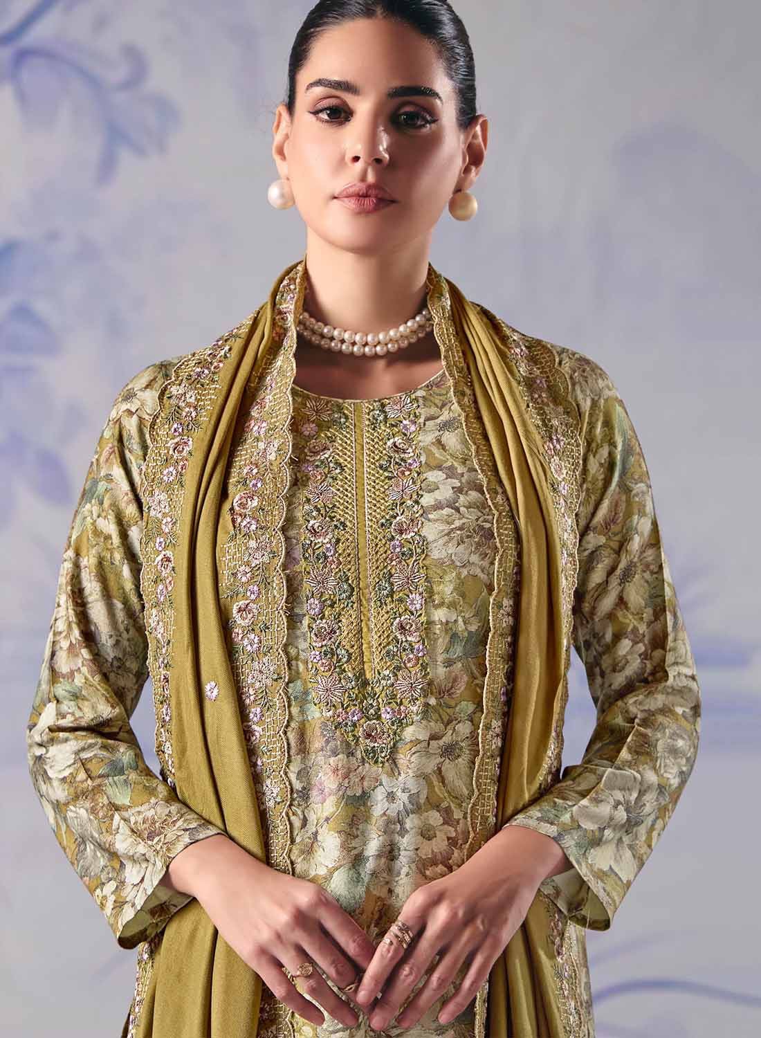 Pashmina Winter Unstitched Suit Set Dress Material with Embroidery