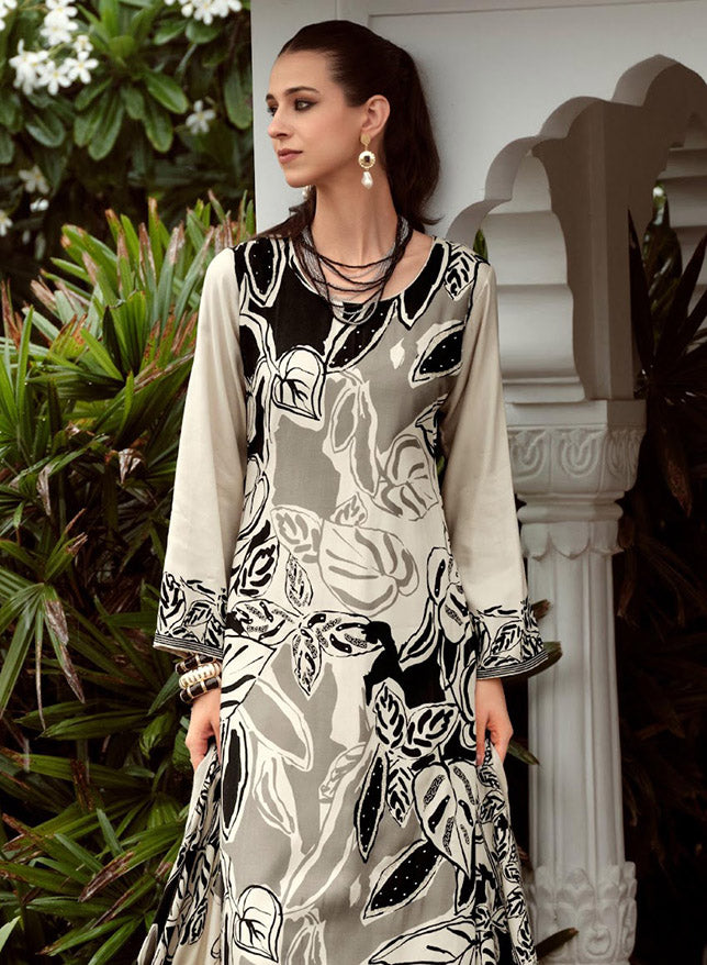 Cream Viscose Pashmina Unstitched Winter Salwar Suit Set Fabric Material