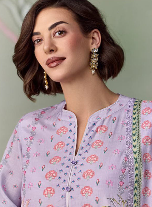 Pure Muslin Party Wear Purple Unstitched Suit Material with Embroidery