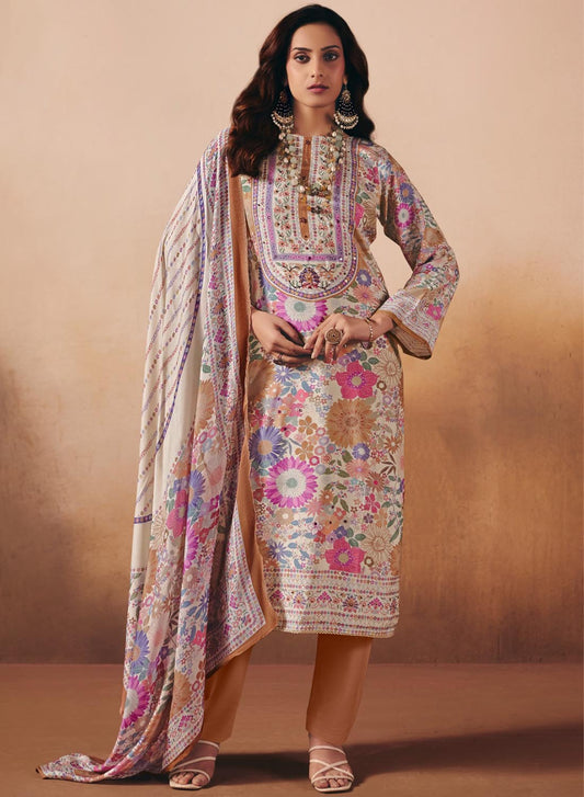 Party Wear Muslin Shimmer Unstitched Salwar Suit Dress Material