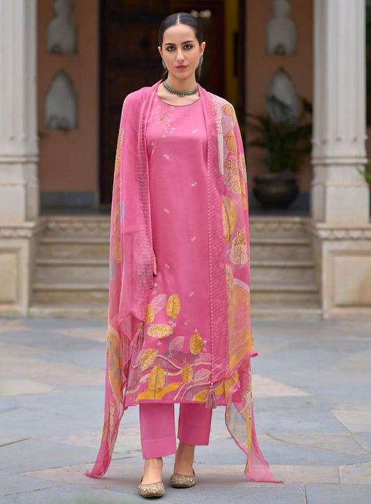 Kilory Pink Unstitched Cotton Salwar Suit Material for Women Kilory Trends