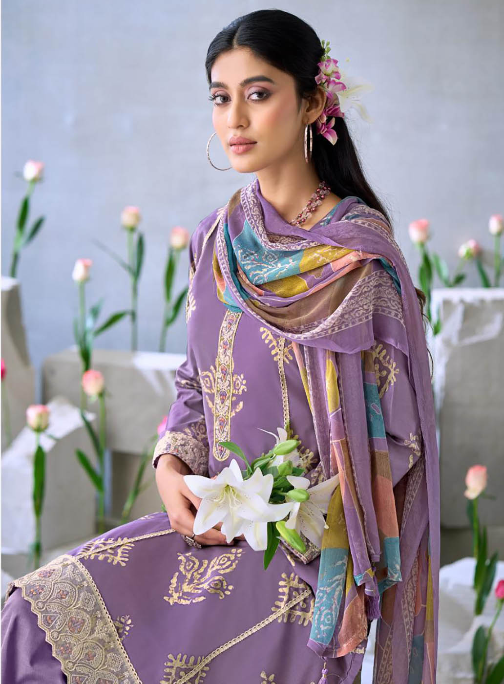 Premium Pure Cambric Cotton Unstitched Suit Material for Women