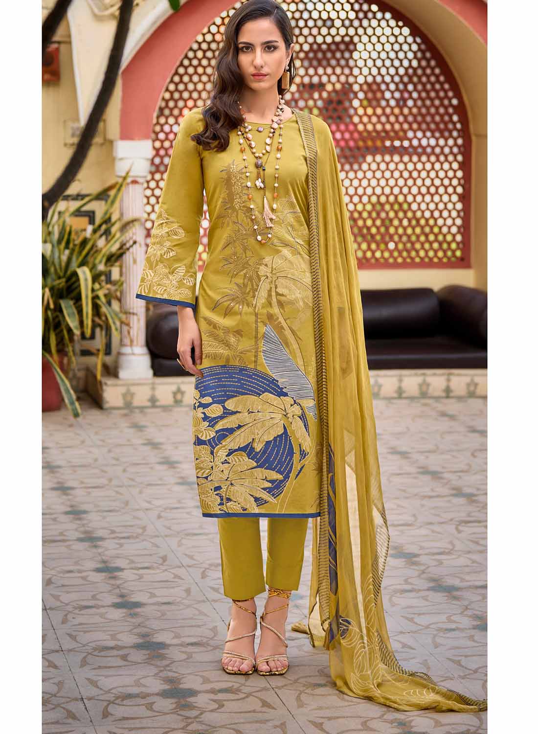 Unstitched Pure Lawn Cotton Salwar Suit Material with Dupatta