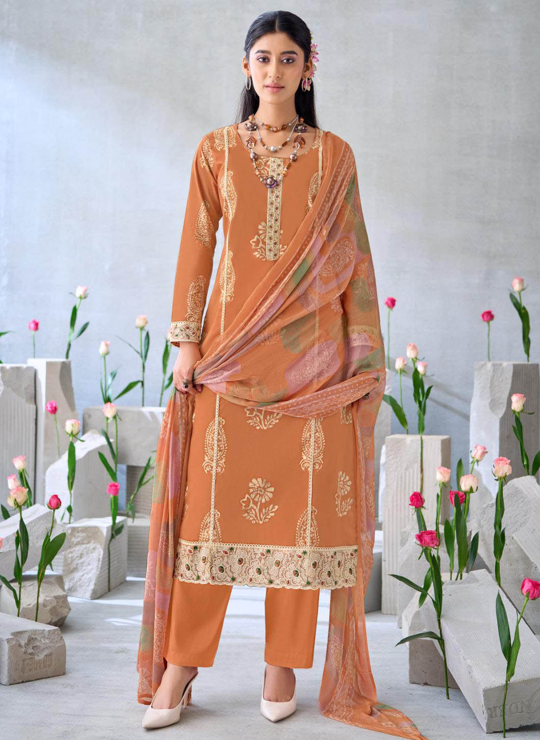 Designer Pure Cambric Cotton Unstitched Suit Material for Women