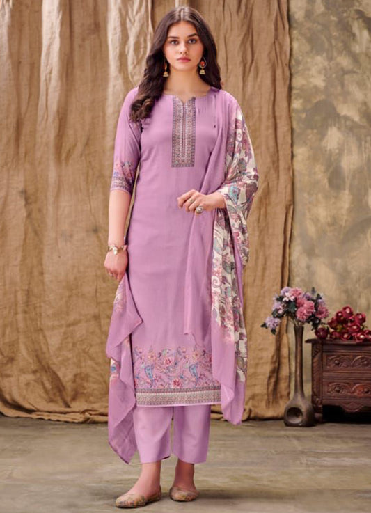 Rivaa Pink Cotton Satin Unstitched Suit Material for Women