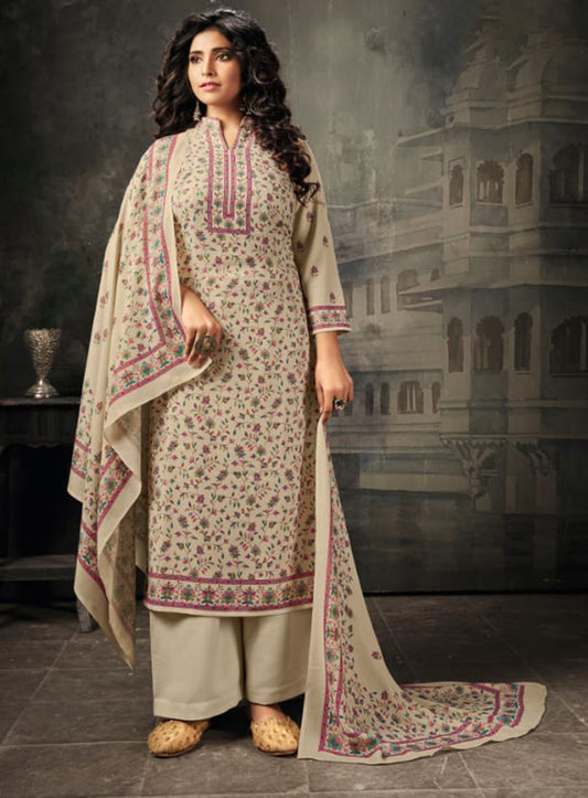 Rivaa Pure Cotton Cream Unstitched Suit Dress Material for Women Rivaa