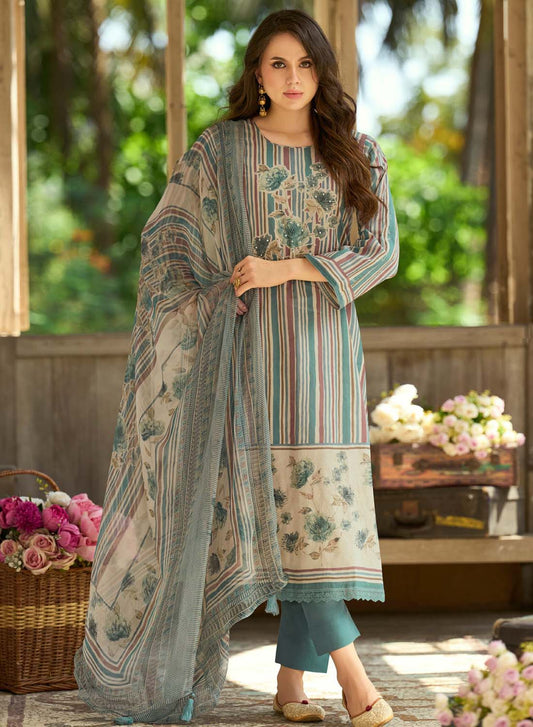 Pure Cotton Daily Wear Unstitched Suit Material with Printed Dupatta