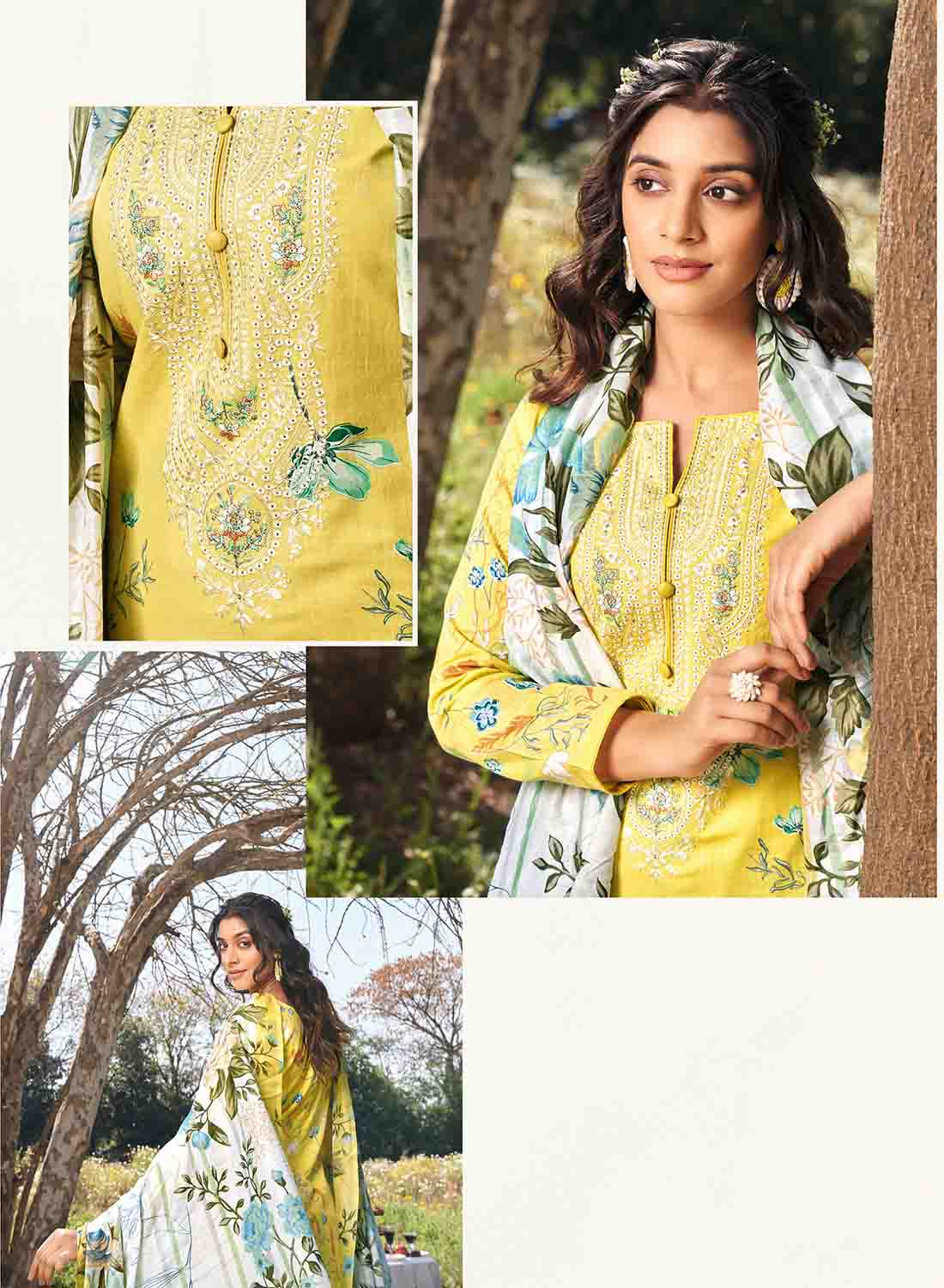 Pure Lawn Cotton Unstitched Salwar Suit Dress Materials for Ladies