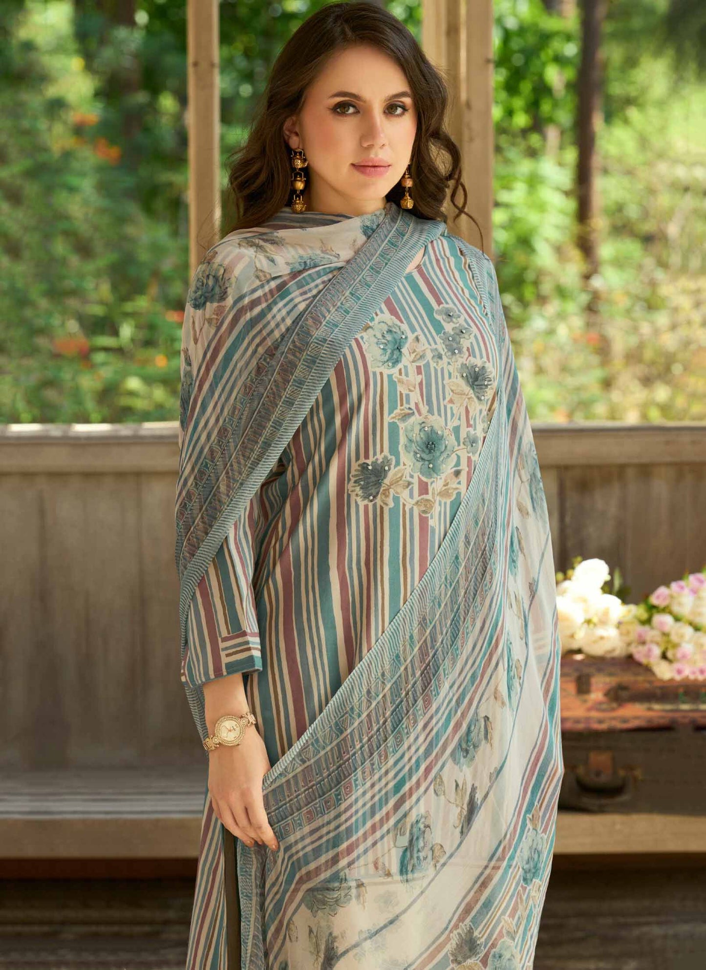 Pure Cotton Daily Wear Unstitched Suit Material with Printed Dupatta